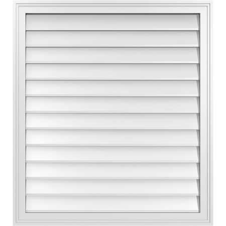 Ekena Millwork Vertical Surface Mount PVC Gable Vnt: Non-Functional, w/2"W x 1-1/2"H, Brickmould Frame, 32"W x 36"H GVPVE32X3602SN